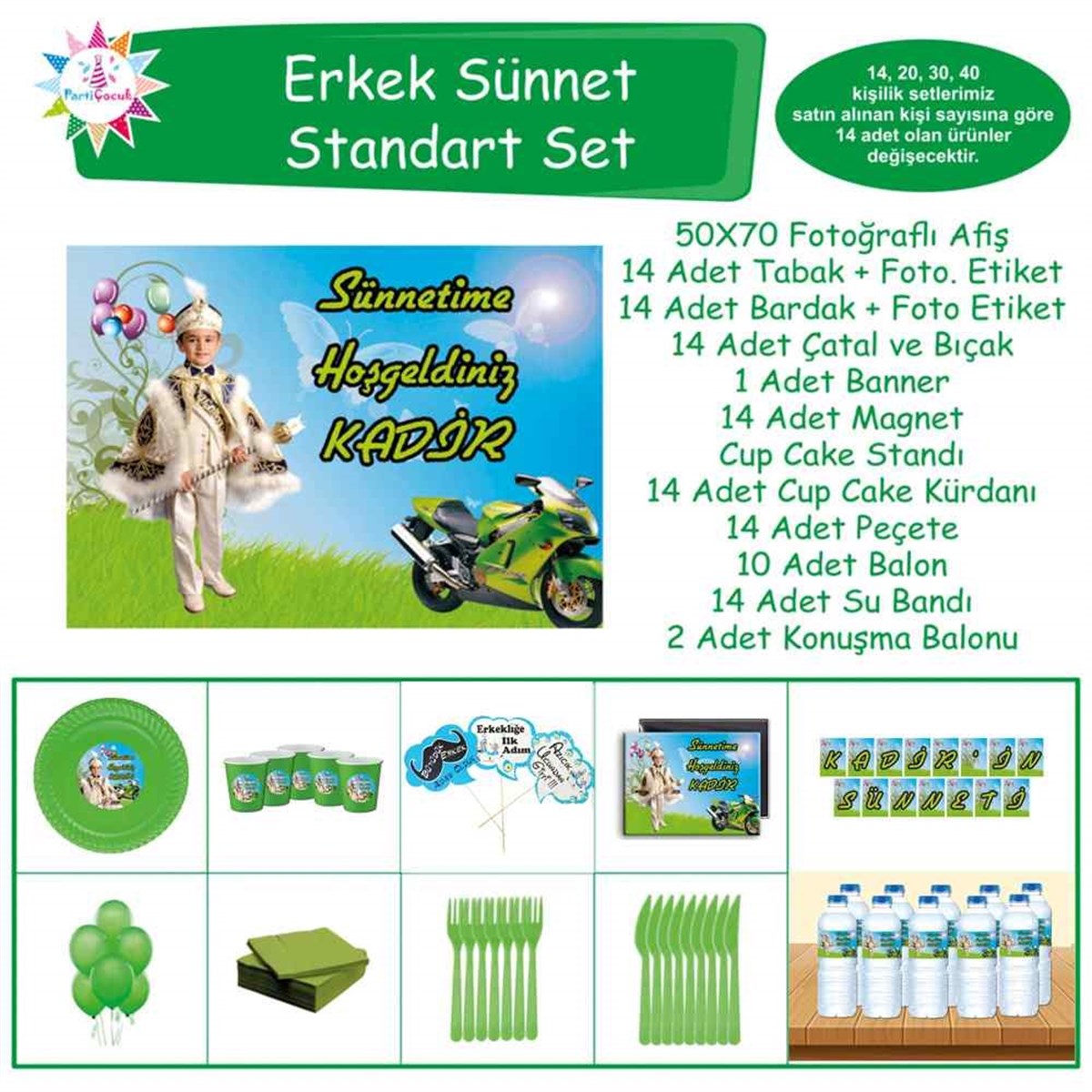 Sünnet Motorcu Parti Malzemeleri Standart Set 
