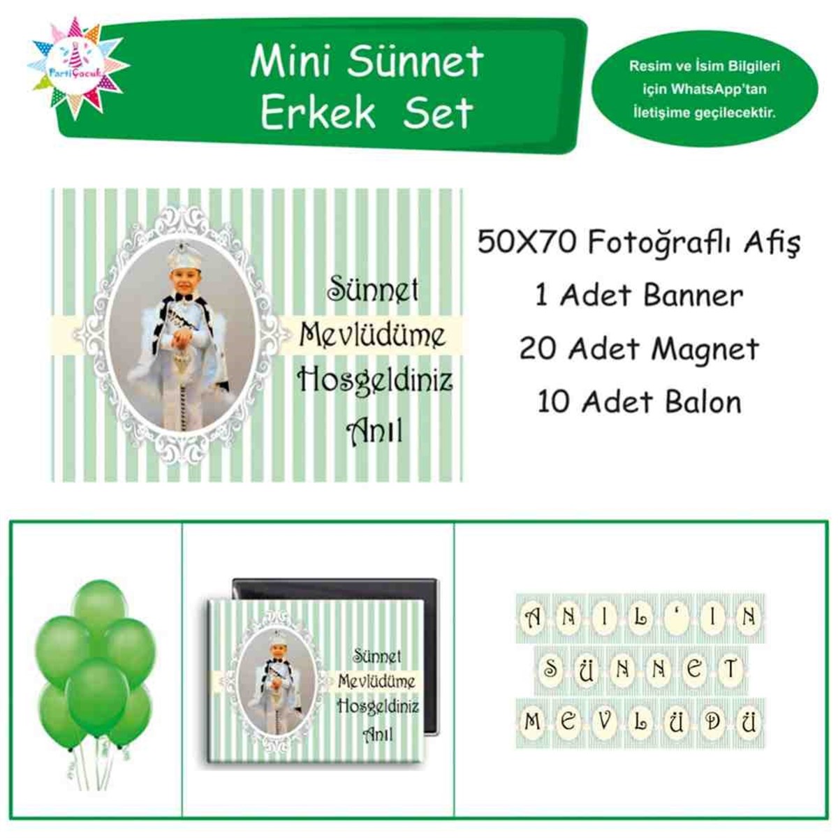 Sünnet Parti Seti Mint Yeşili Konsept Mini Set 