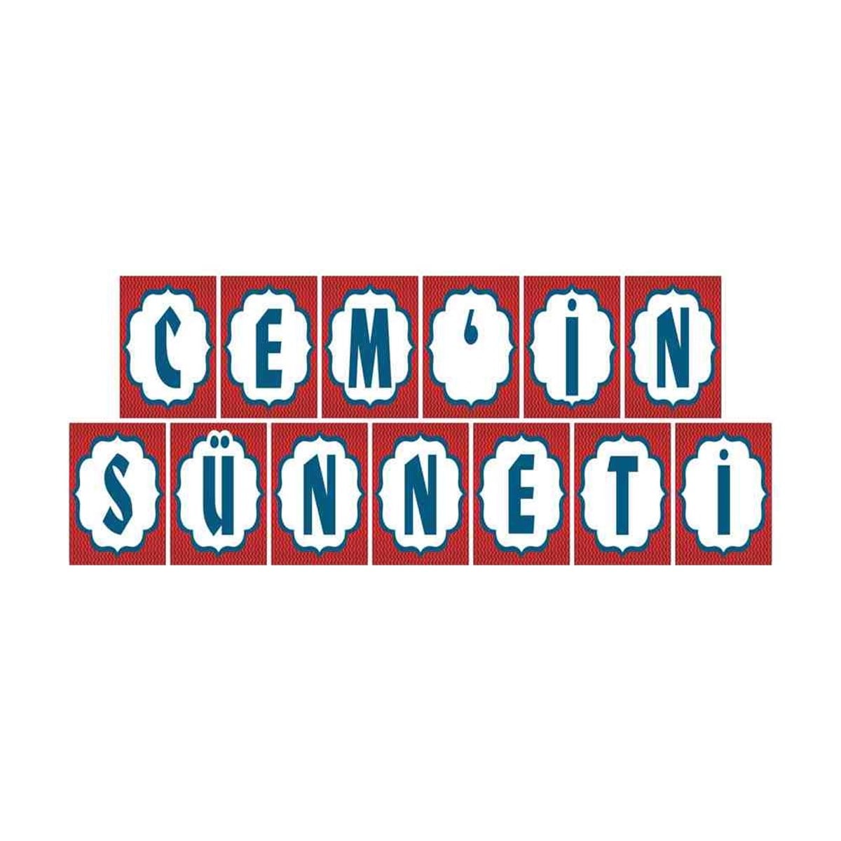 Sünnet Resimli İsimli Kırmızı Parti Süsleri Harf Banner 