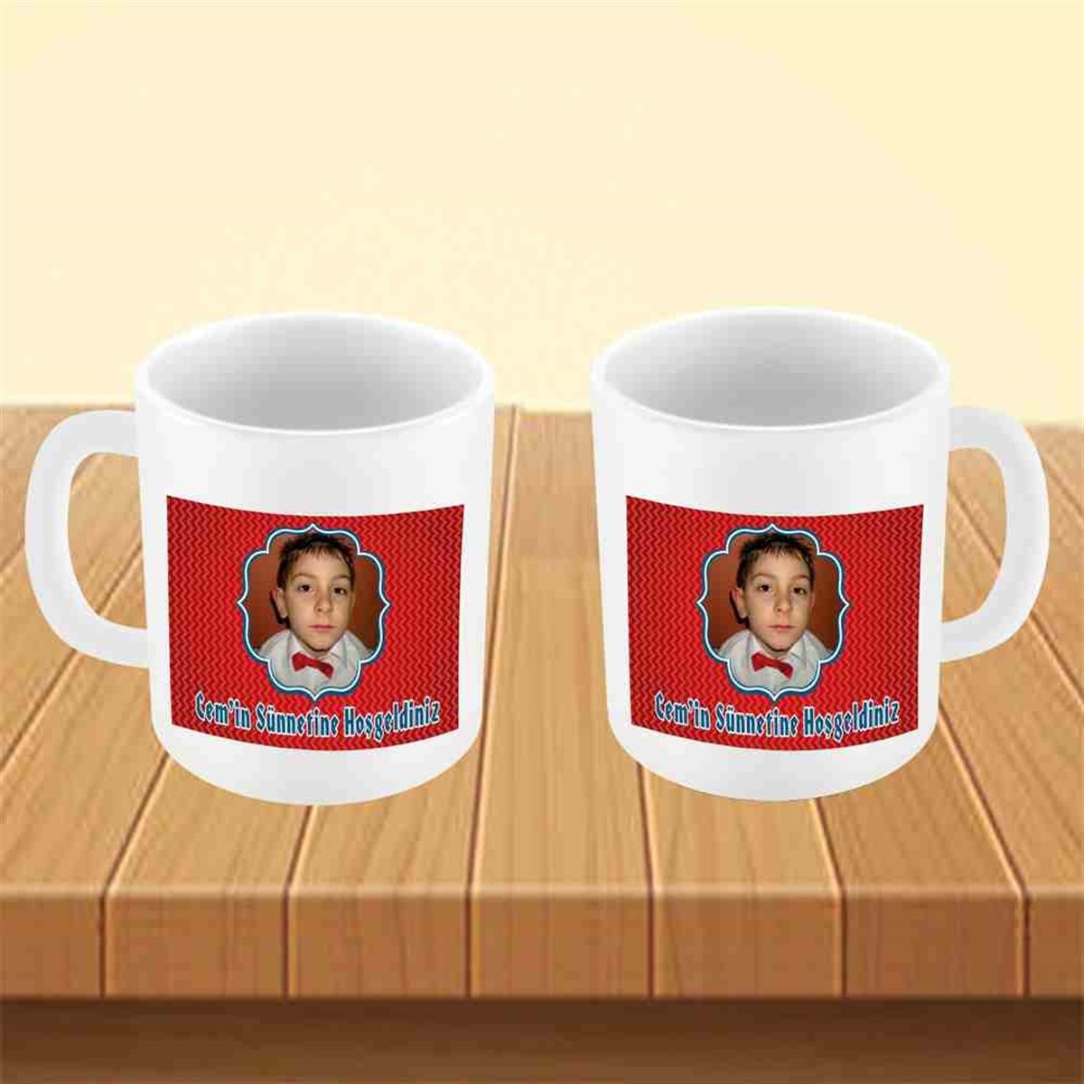 Sünnet Resimli İsimli Kırmızı Parti Süsleri Kupa Bardak Mug 