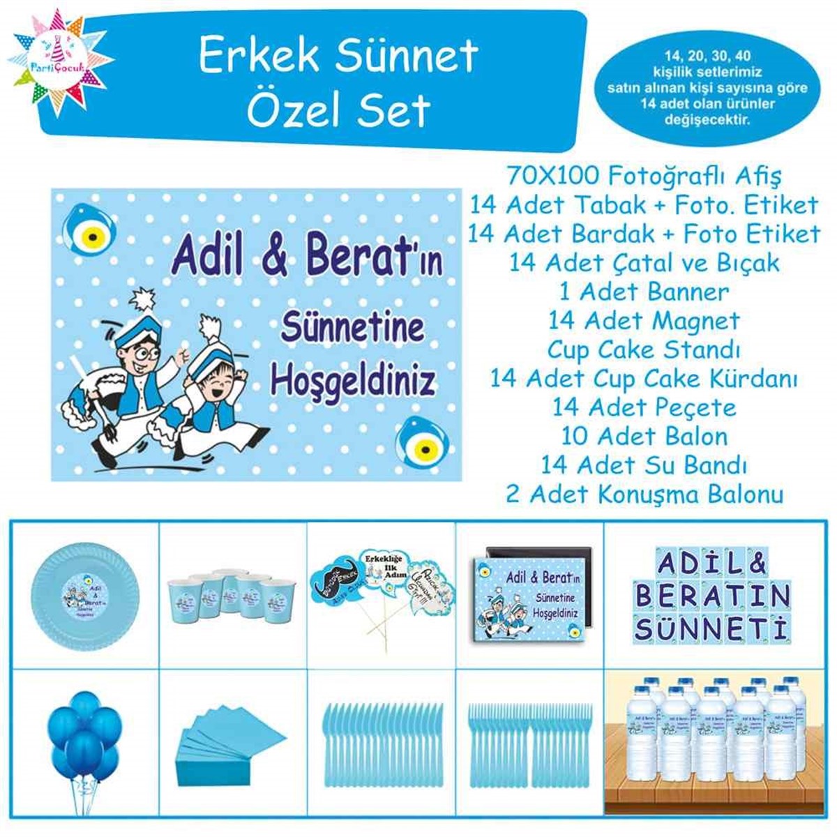 Sünnet Sünnet Çocuğu Karikatürlü Model Özel Set 
