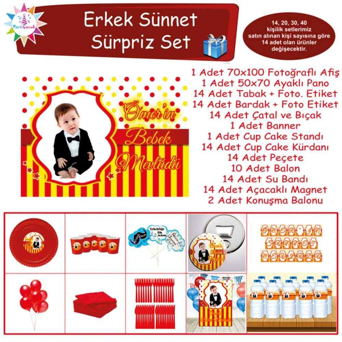 Sünnet Süsleri Galatasaray Sarı Kırmızı Süpriz Set 