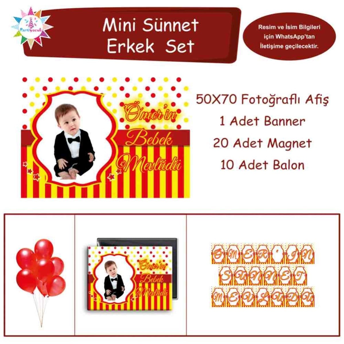 Sünnet Süsleri Galatasaray Sarı Kırmızı Tema Mini Set 