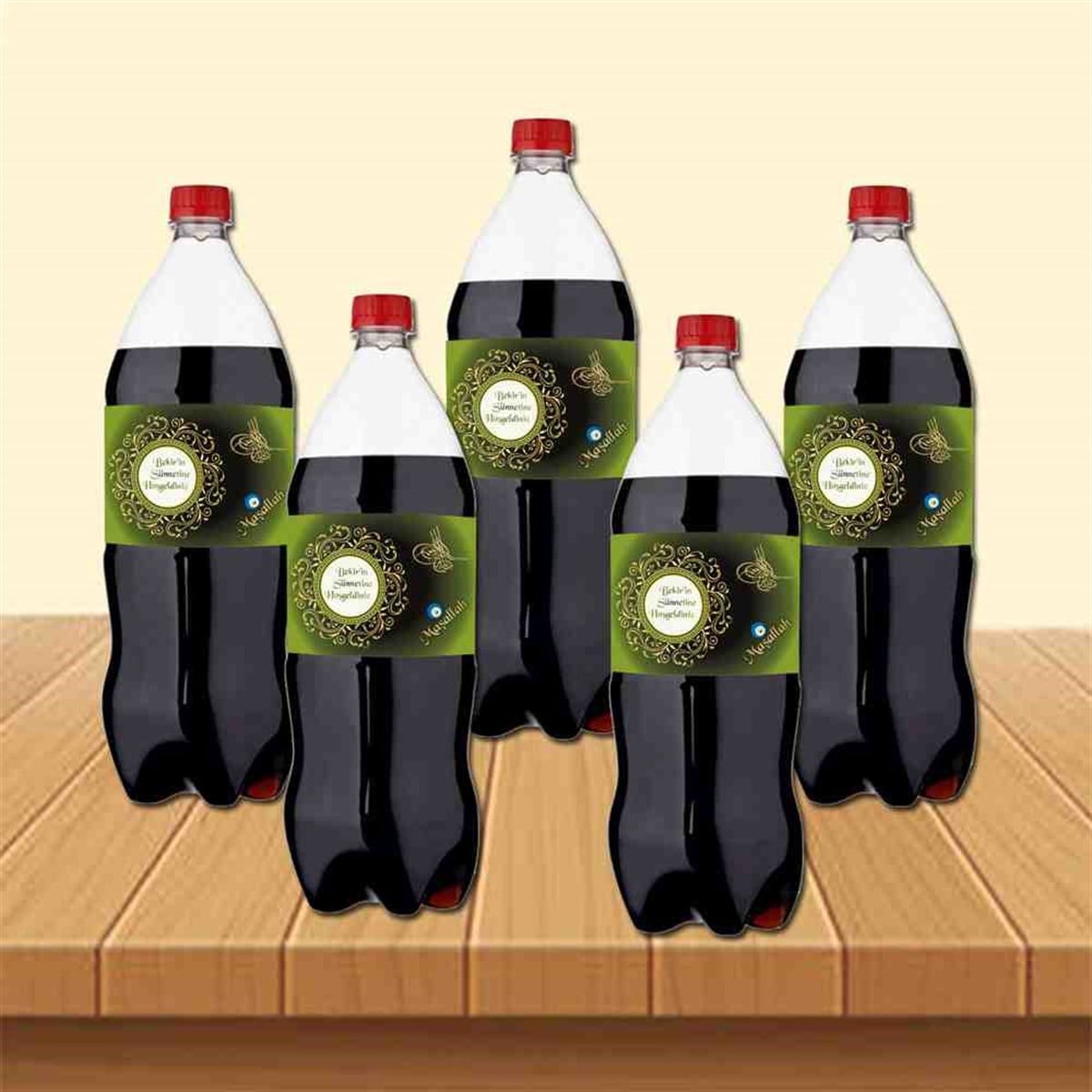 Sünnet Süsleri Yeşil Gold Tuğralı Cola Şisesi Bandı 