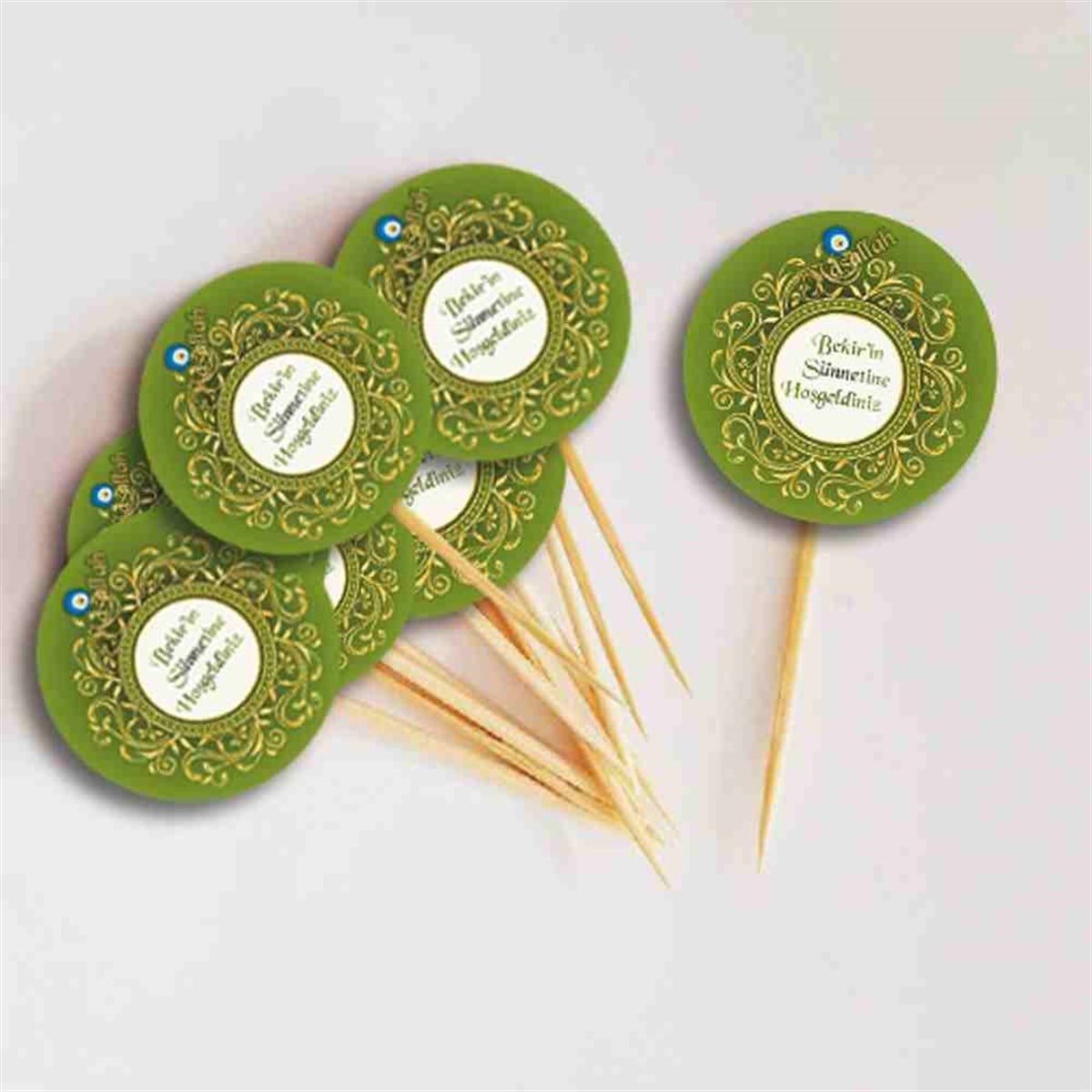 Sünnet Süsleri Yeşil Gold Tuğralı Cupcake Kurdanı 
