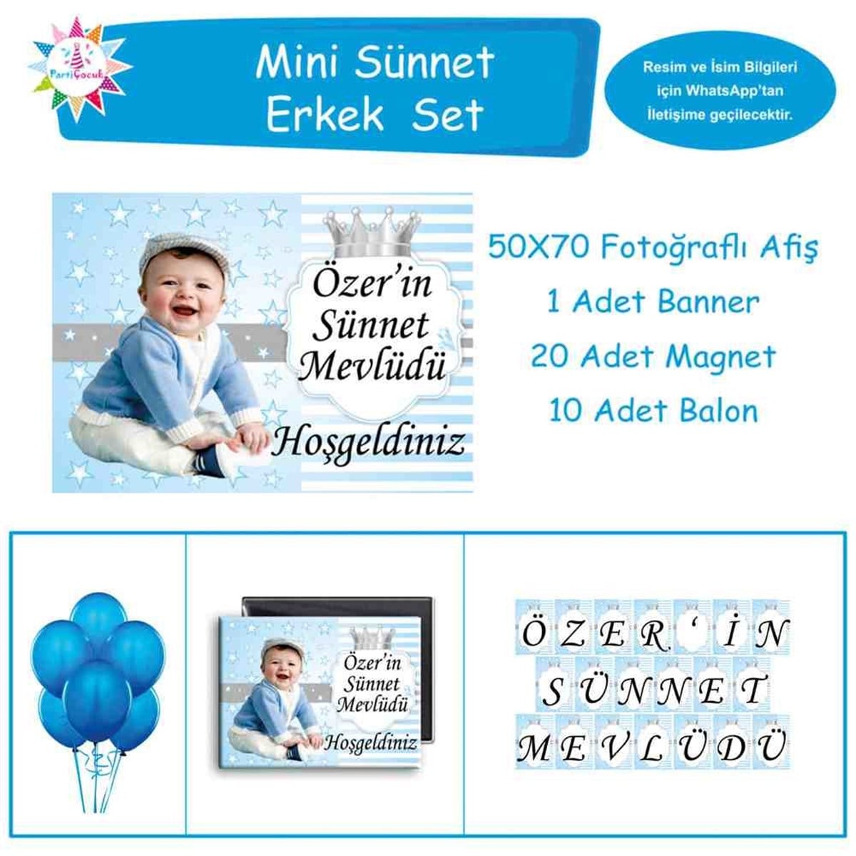 Sünnet Süsleri Yıldızlı Taçlı Konsept Parti Malzemeleri Mini Set 
