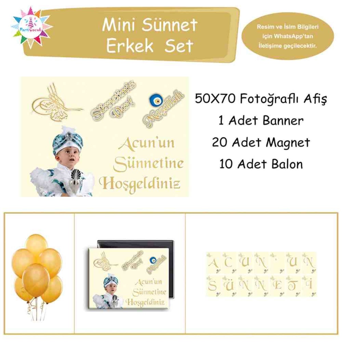 Sünnet Tuğralı Soft Sarılı Konsept Parti Masa Süsleri  Mini Set 
