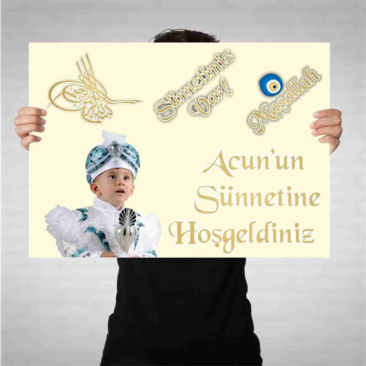 Sünnet Tuğralı Soft Sarılı Parti Masa Süsleri Bez Afiş   