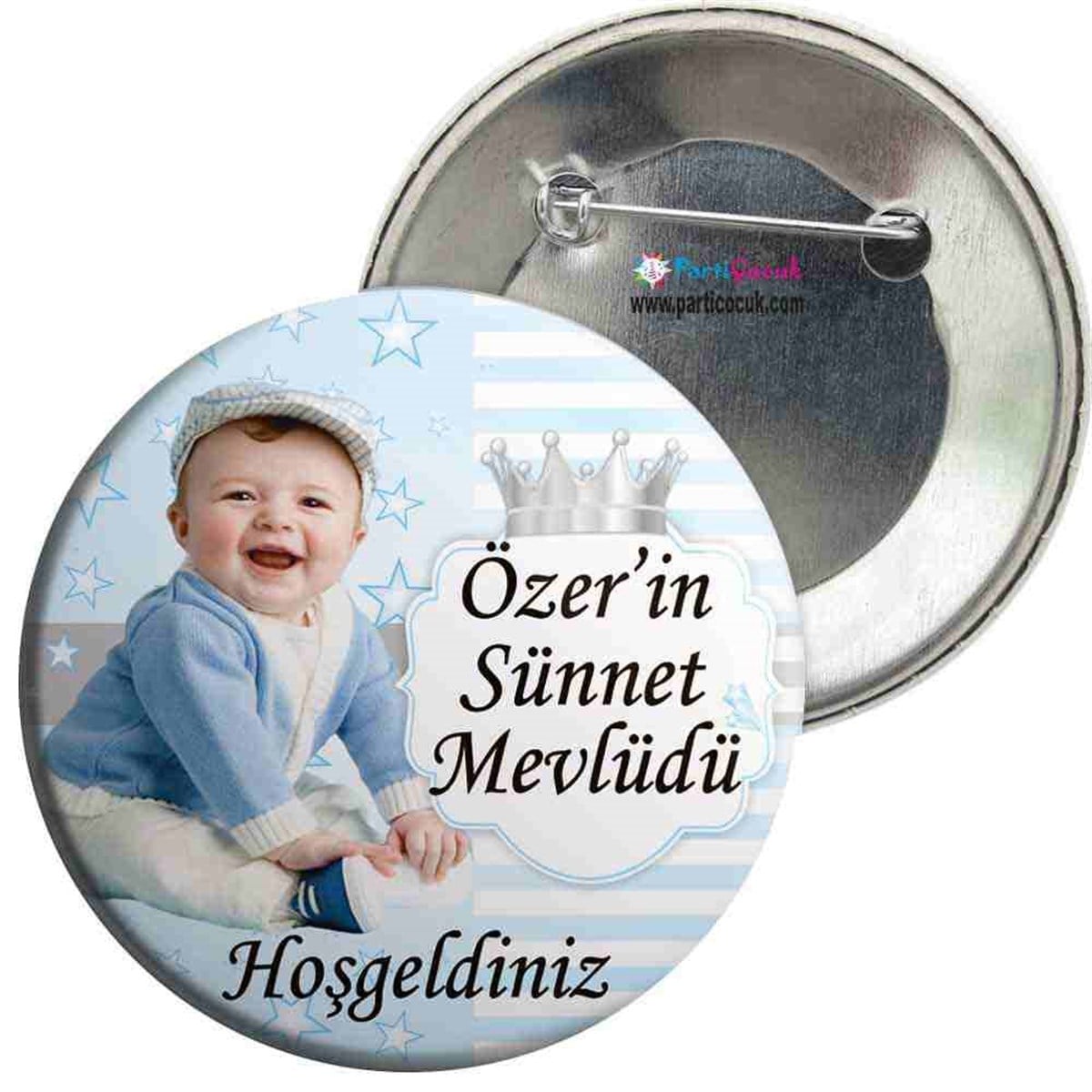 Sünnet Yıldızlı Taçlı Parti Malzemeleri İğneli Rozet  