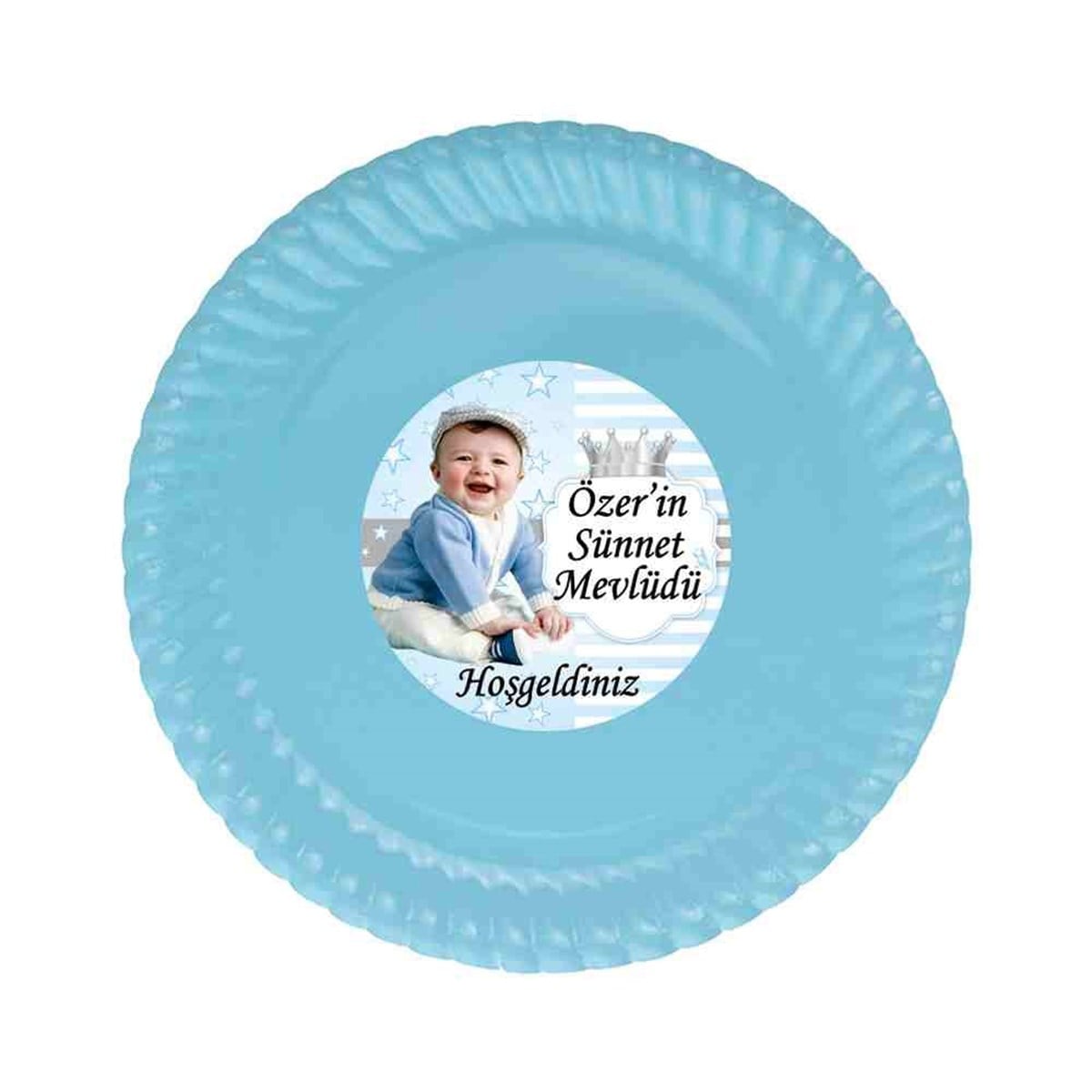 Sünnet Yıldızlı Taçlı Parti Malzemeleri Etiketli Tabak 