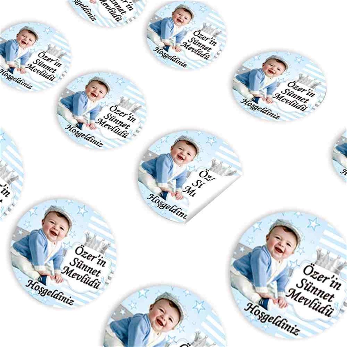 Sünnet Yıldızlı Taçlı Parti Malzemeleri Sticker 30 Adet 