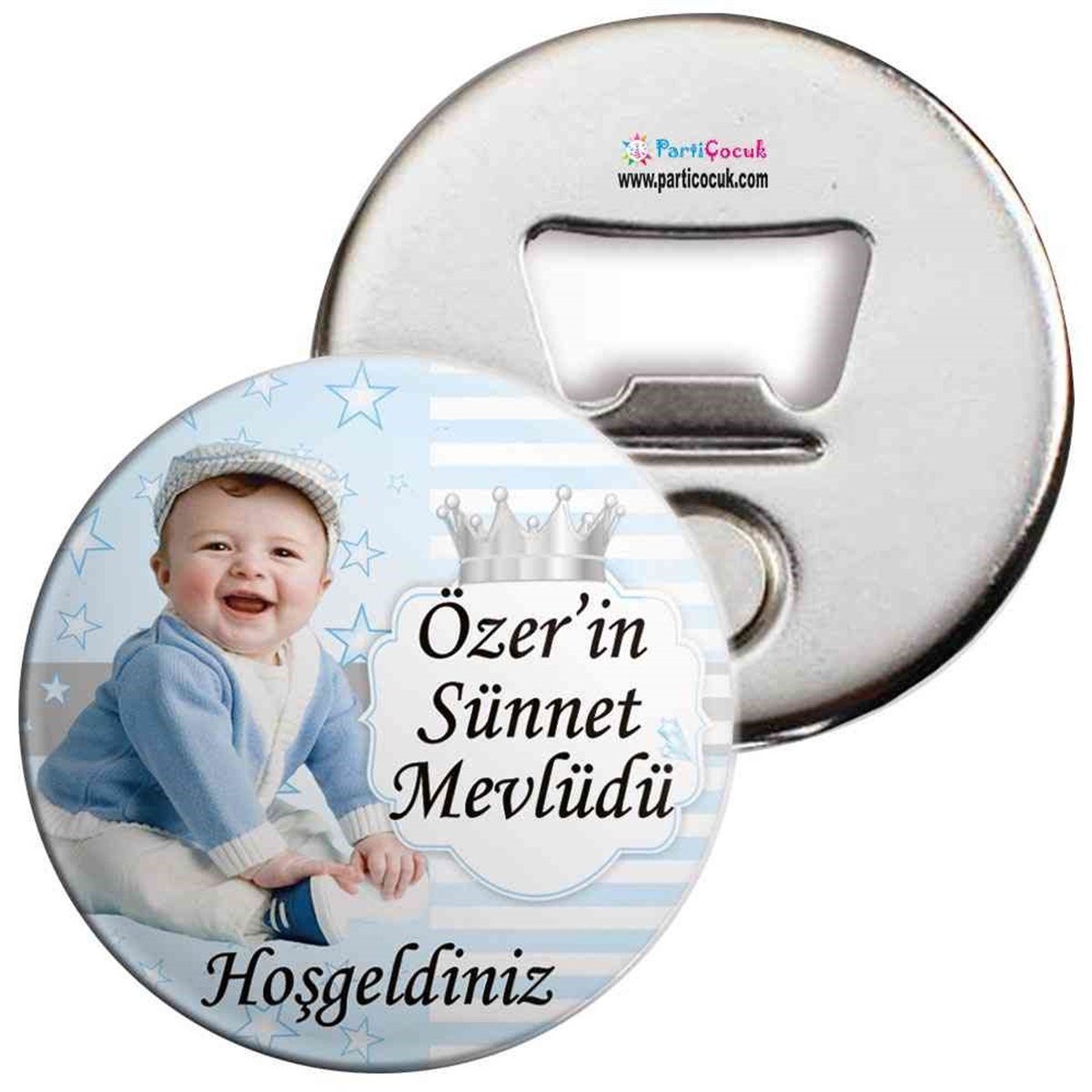 Sünnet Yıldızlı Taçlı Parti Malzemeleri Açacaklı Magnet  