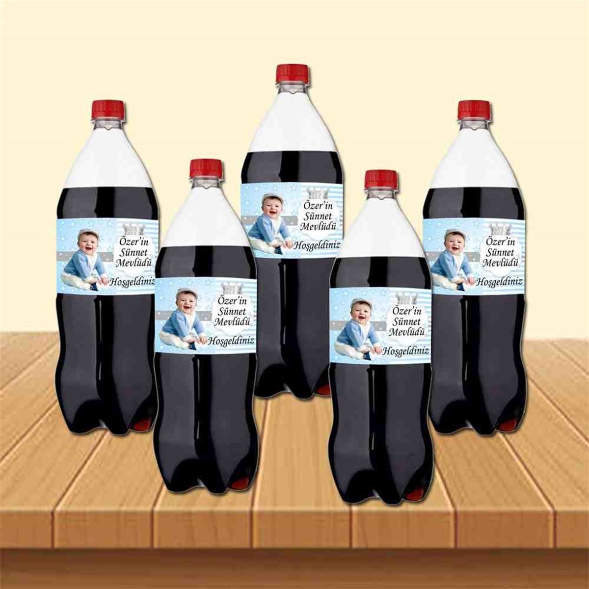 Sünnet Yıldızlı Taçlı Parti Malzemeleri Cola Şisesi Bandı 