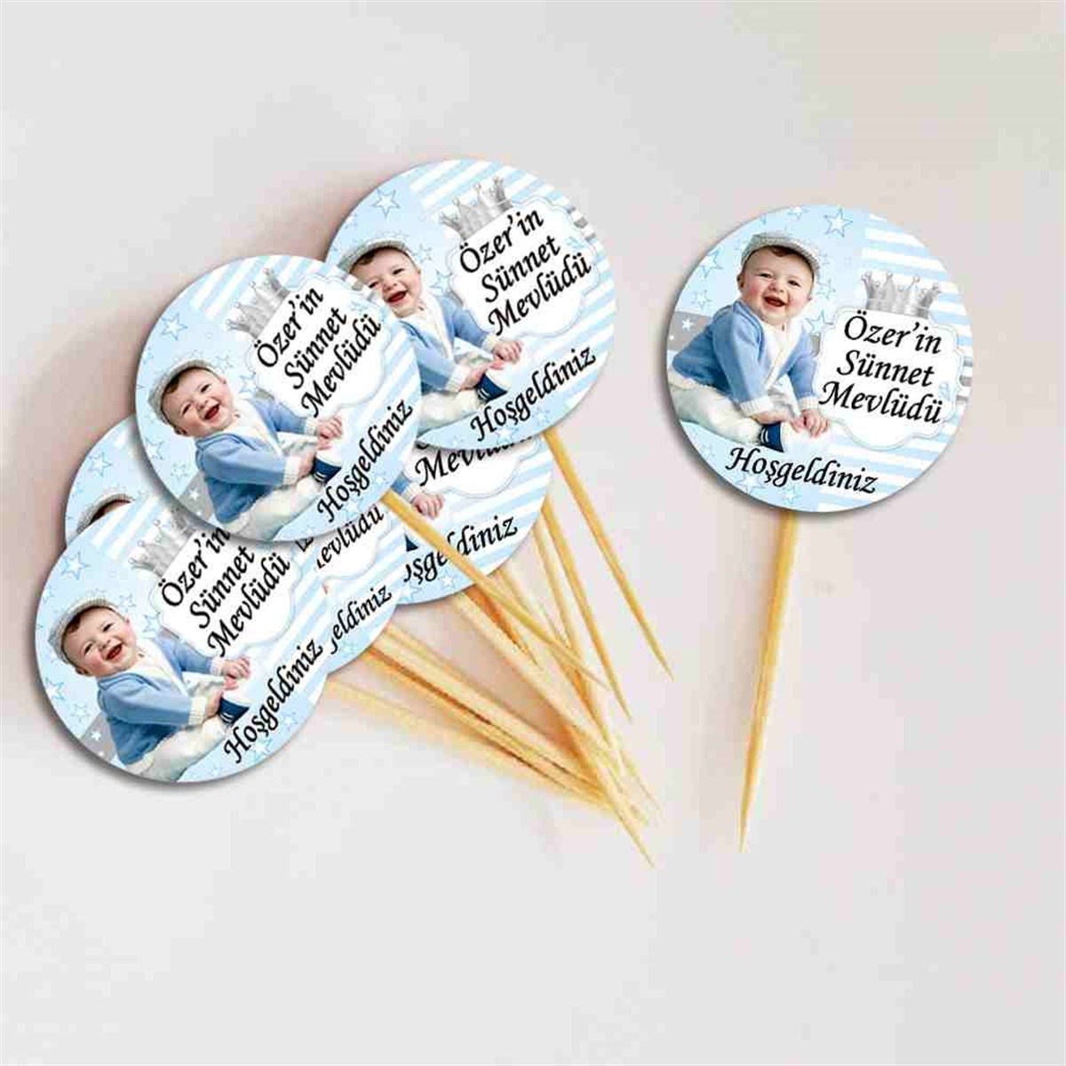 Sünnet Yıldızlı Taçlı Parti Malzemeleri Cupcake Kurdanı 