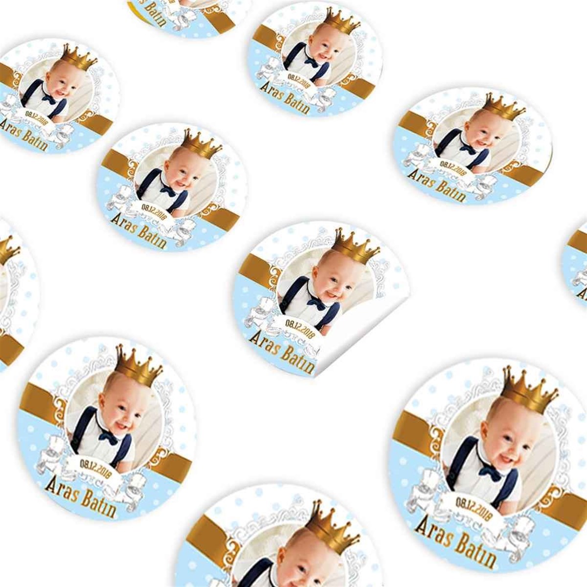 Taçlı Gold Konsept Sticker 30 Adet 