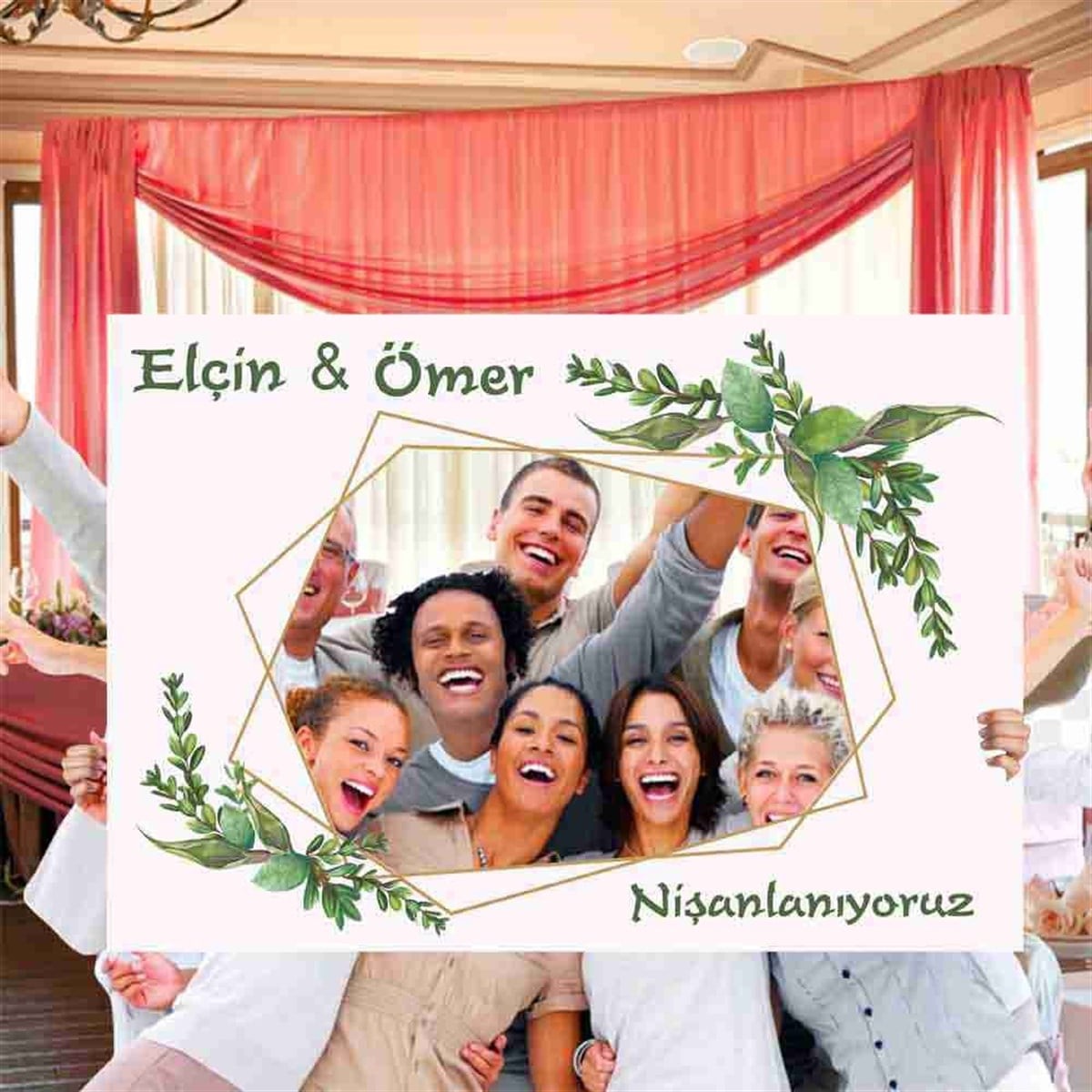 Temaya Özel Nişan Baskı Foto Çekilme Çerçeve 