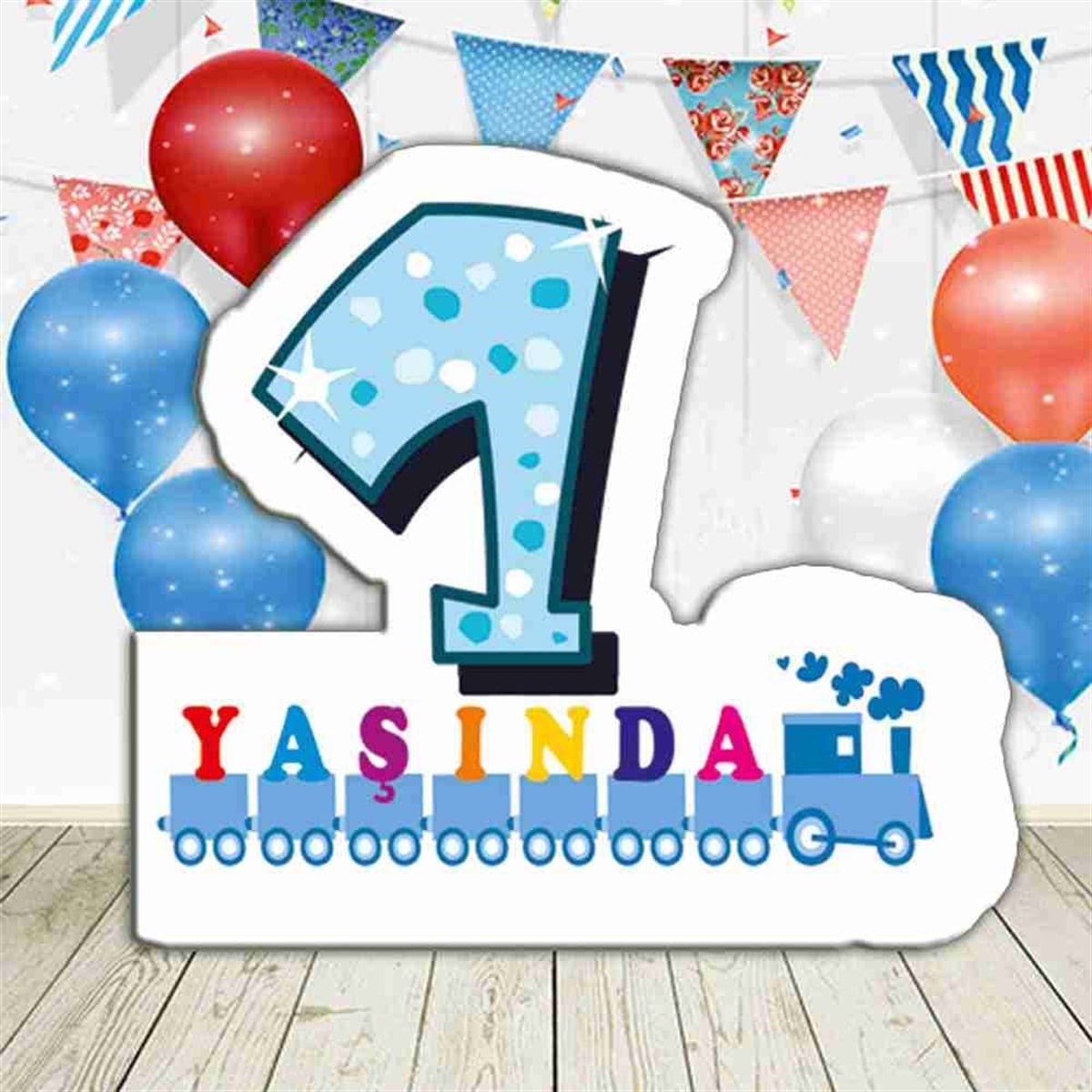 Tren 1 Yaş Doğum Günü Ayaklı Pano 