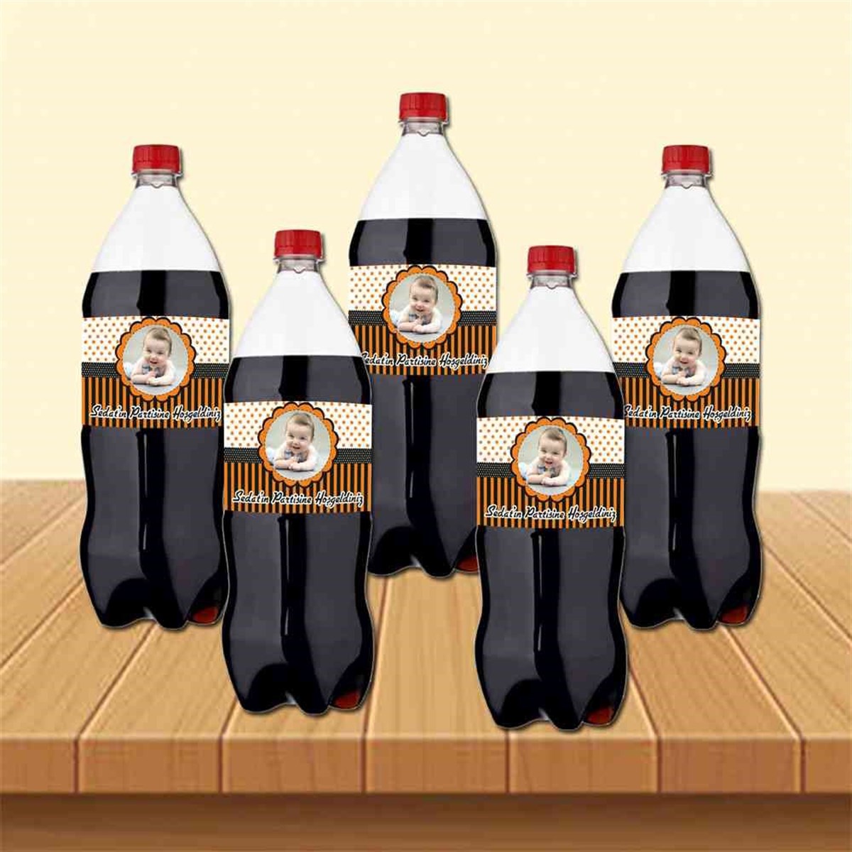 Turuncu Temalı Cola Şisesi Bandı    