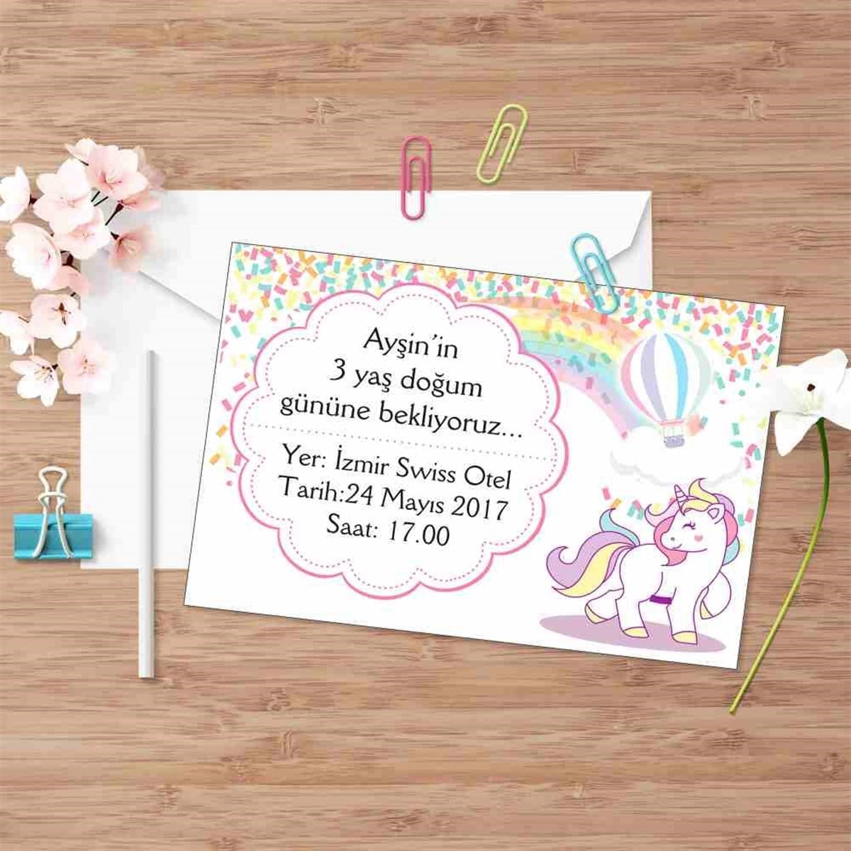 Unicorn Özel Davetiye 10 Adet  