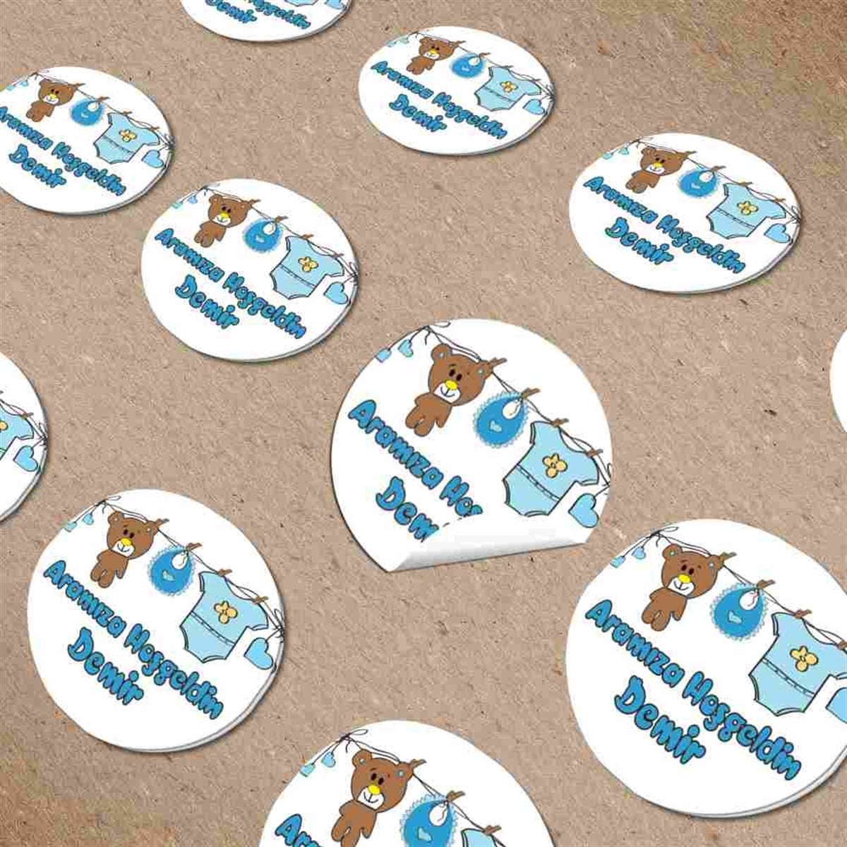 Yeni Doğan Mavi Tatlı Ayı Konsepti Sticker 30 Adet 