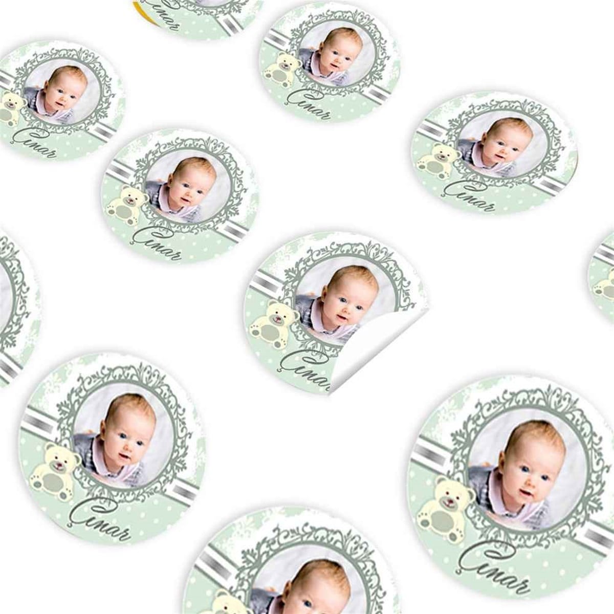 Yeşil Ayılı Konsept Sticker 30 Adet 