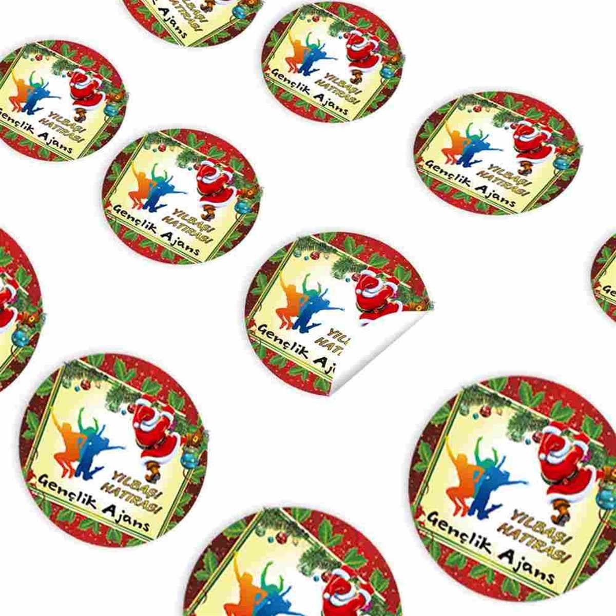 Yılbaşı Promosyon Hediye Hatıra Yapışkanlı Sticker 30 Adet 