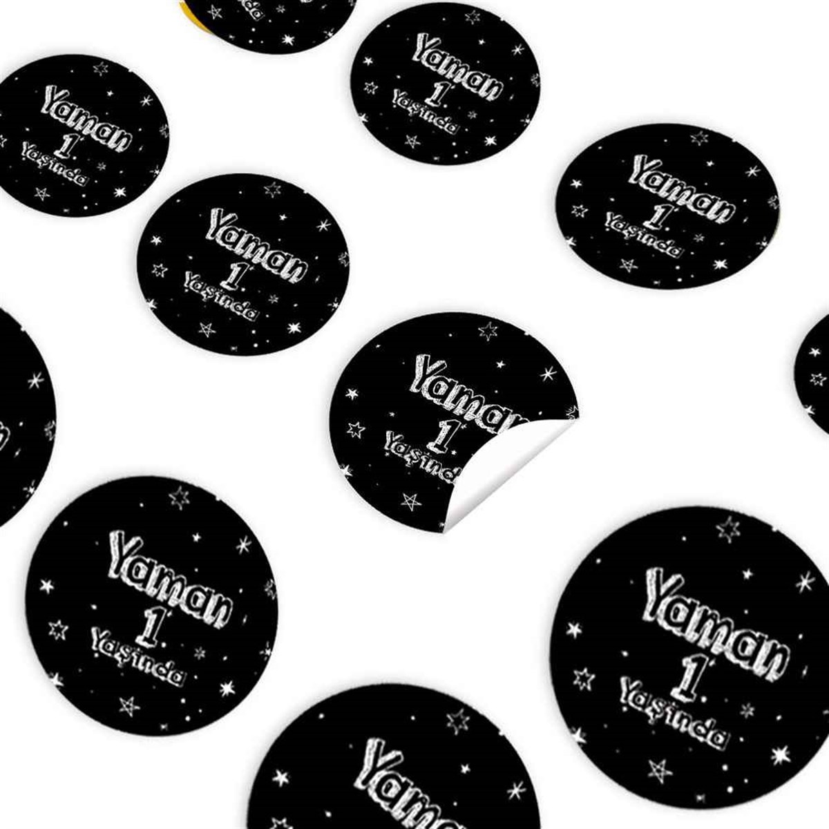 Yıldızlı Gümüş  Konsept Sticker 30 Adet  