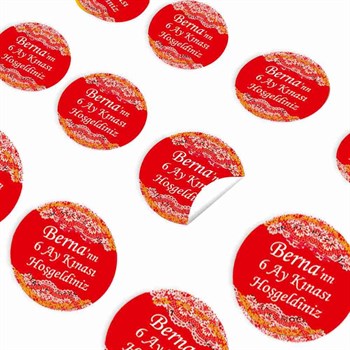 6 Ay Kınası Kırmızı Dantelli Parti Sticker 30 Adet 