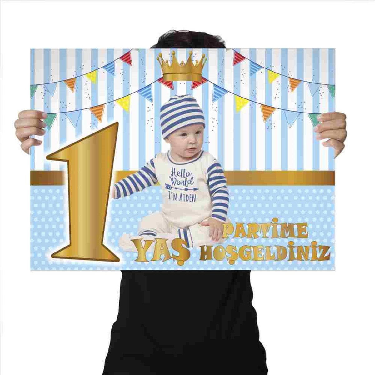 1 Yaş Doğum Günü Afişi Taç Konsept 