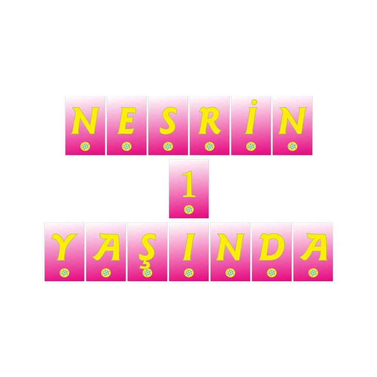 1 Yaş Pembe Konsept Harf Banner  