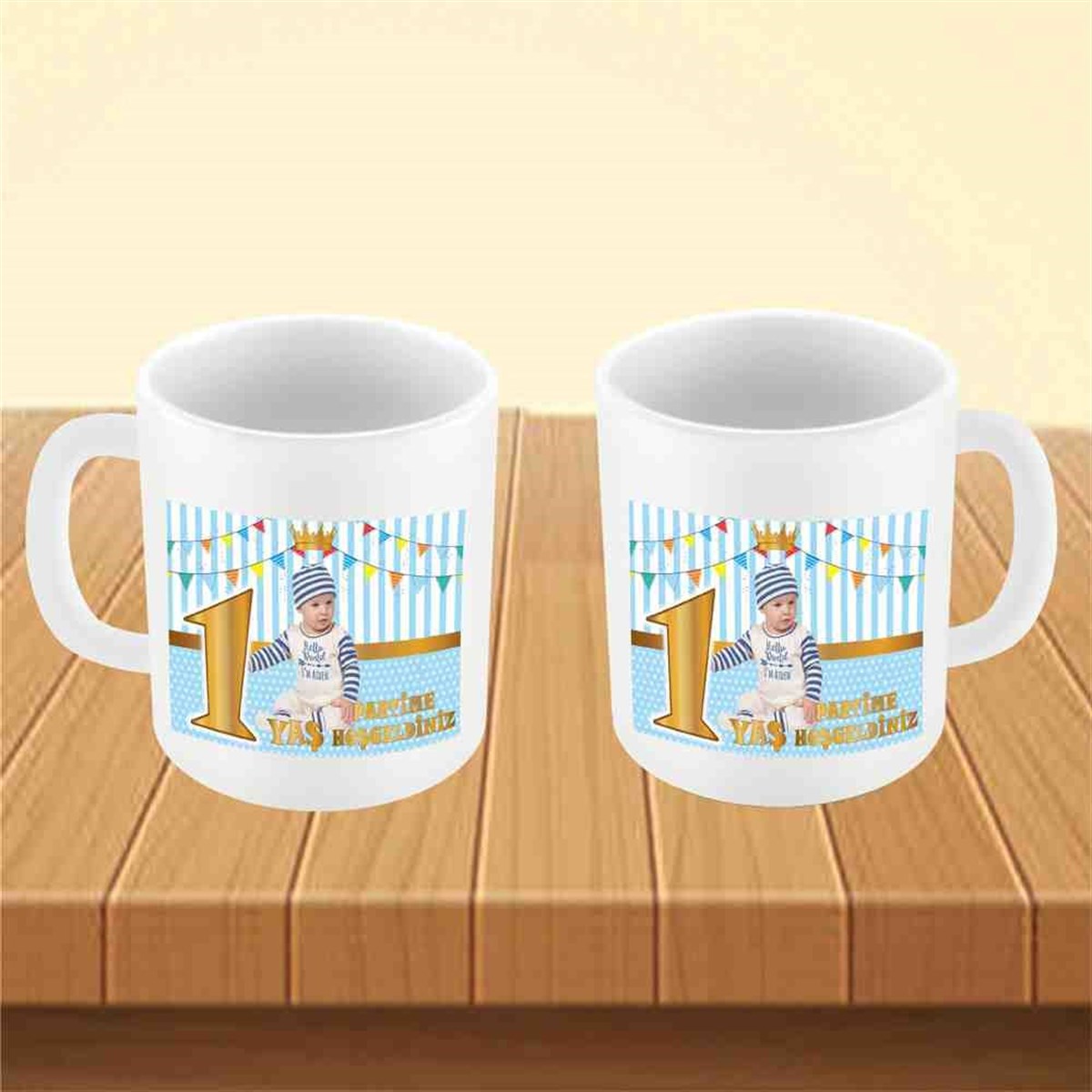 1 Yaş Taç Konsept Kupa Bardak Mug 