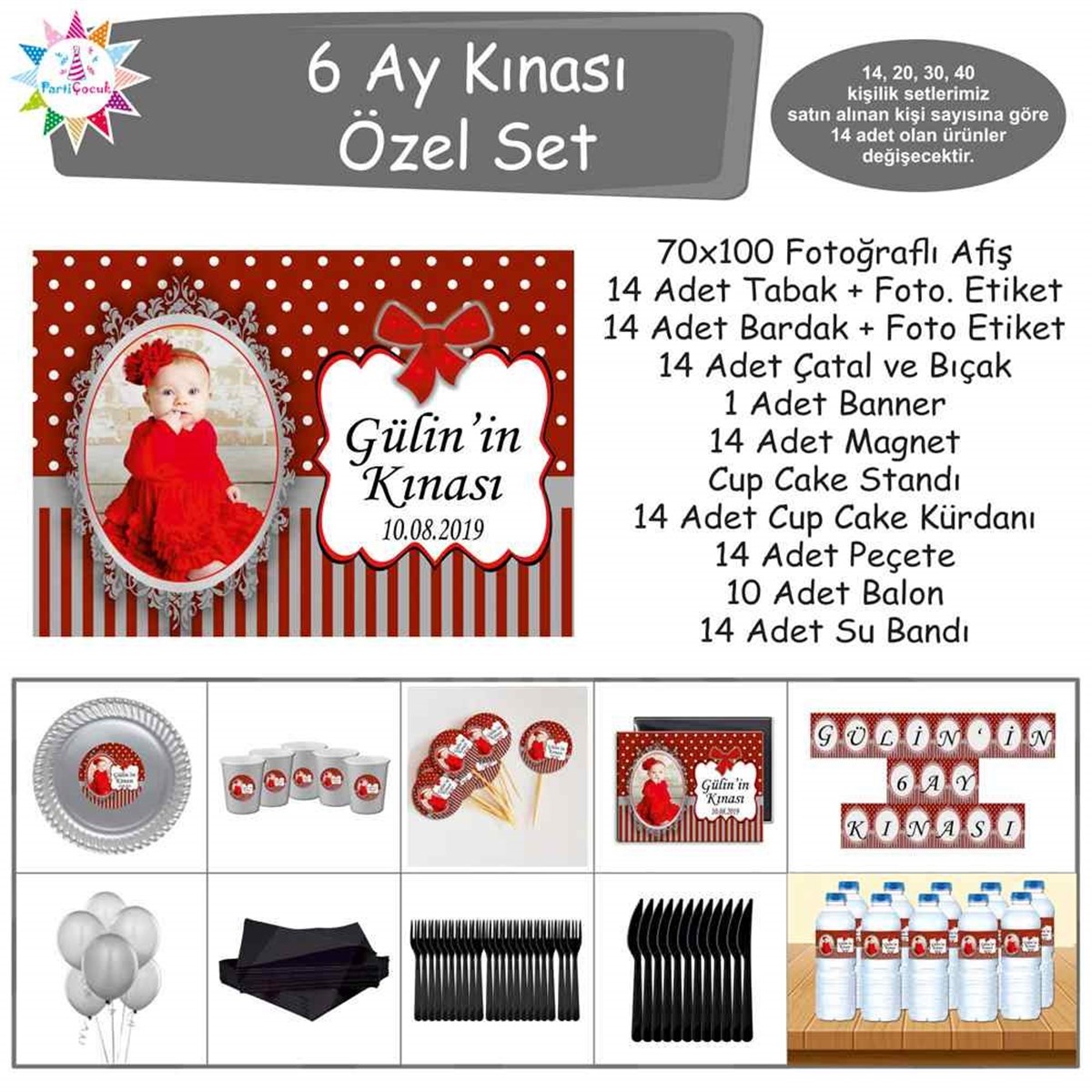 6 Ay Kınası Bordo Grili Özel Set 