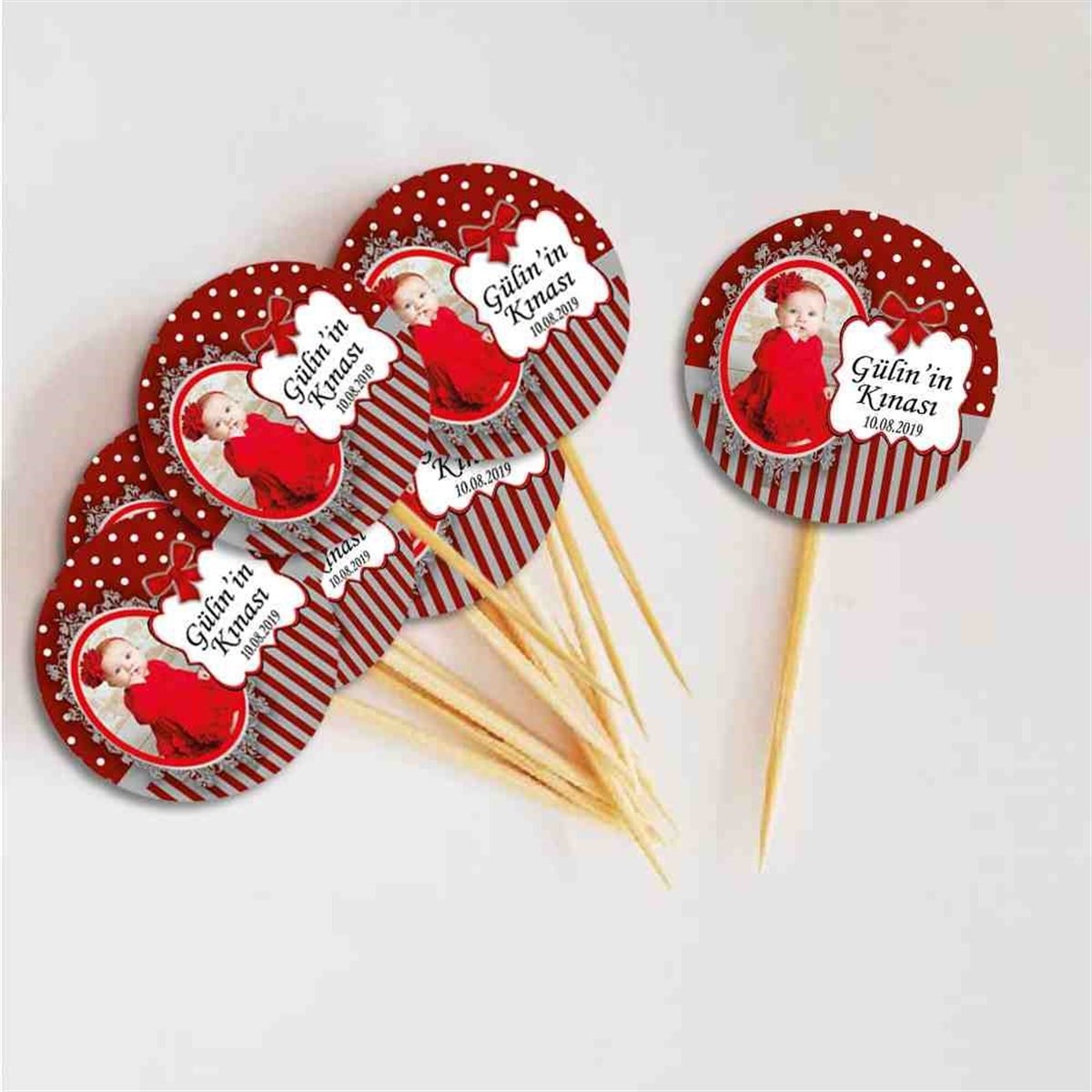 6 Ay Kınası bordo grili Parti Cupcake Kurdanı 