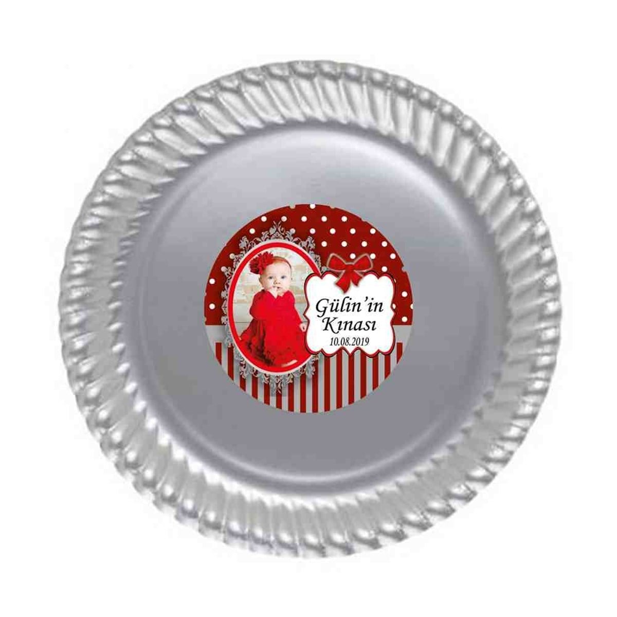 6 Ay Kınası bordo grili Parti Etiketli Tabak 