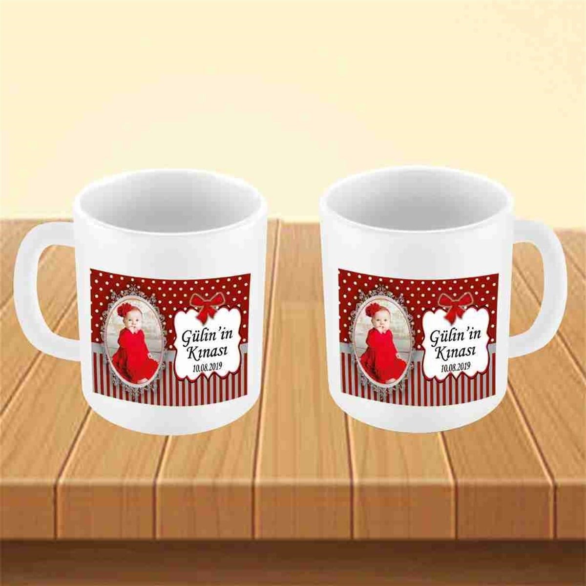 6 Ay Kınası bordo grili Parti Kupa Mug Bardak 