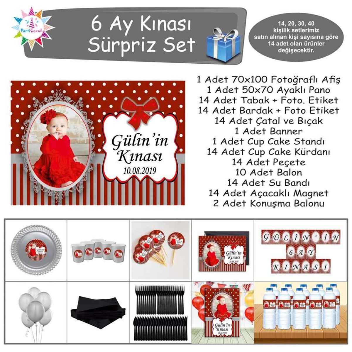 6 Ay Kınası Bordo Grili Sürpriz Set 