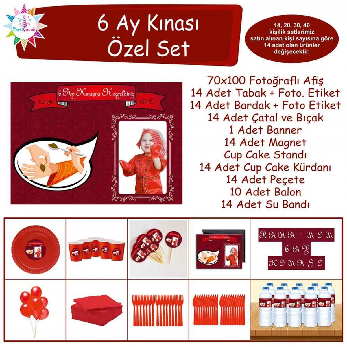 6 Ay Kınası Bordo Kına Karikatür Özel Set  