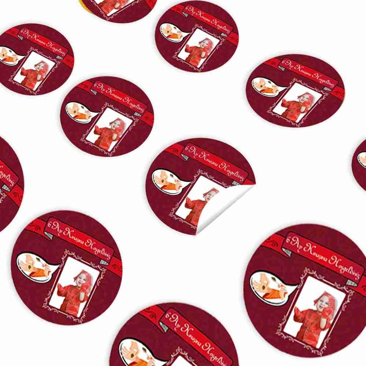 6 Ay Kınası Bordo kına karikatür Sticker 30 Adet 