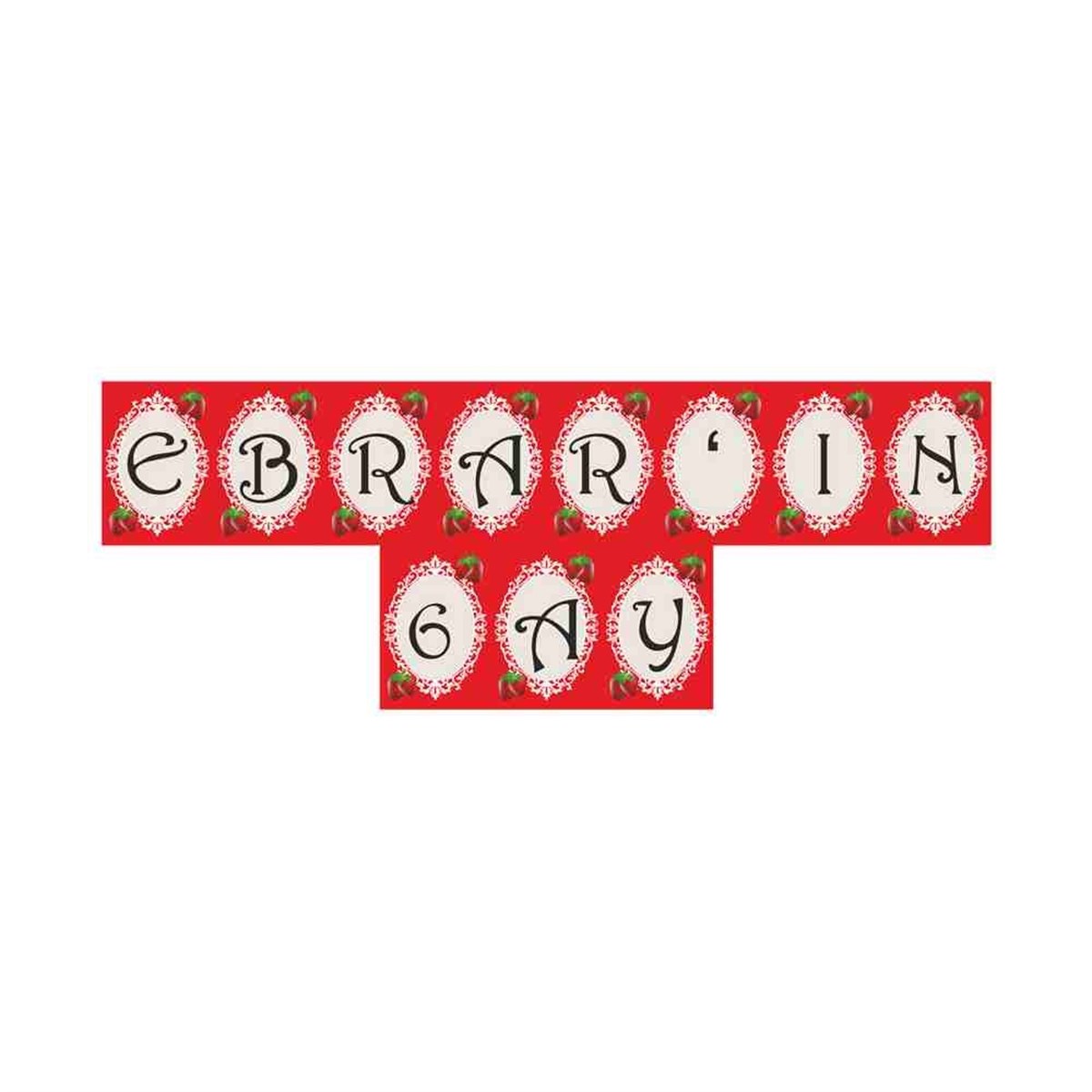 6 Ay Kınası Çilekli Parti Flama Harf Banner 