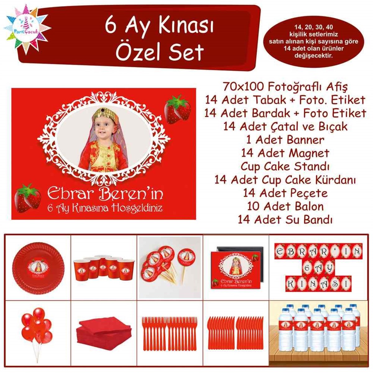 6 Ay Kınası Çilekli Parti Özel Set 