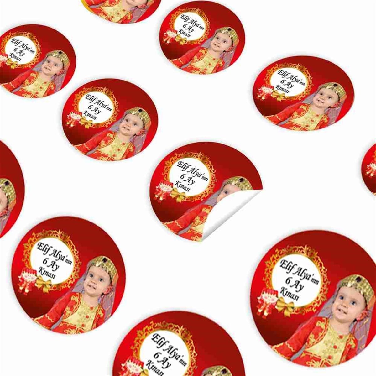 6 Ay Kınası çocuk kına elbiseli Parti Sticker 30 Adet 