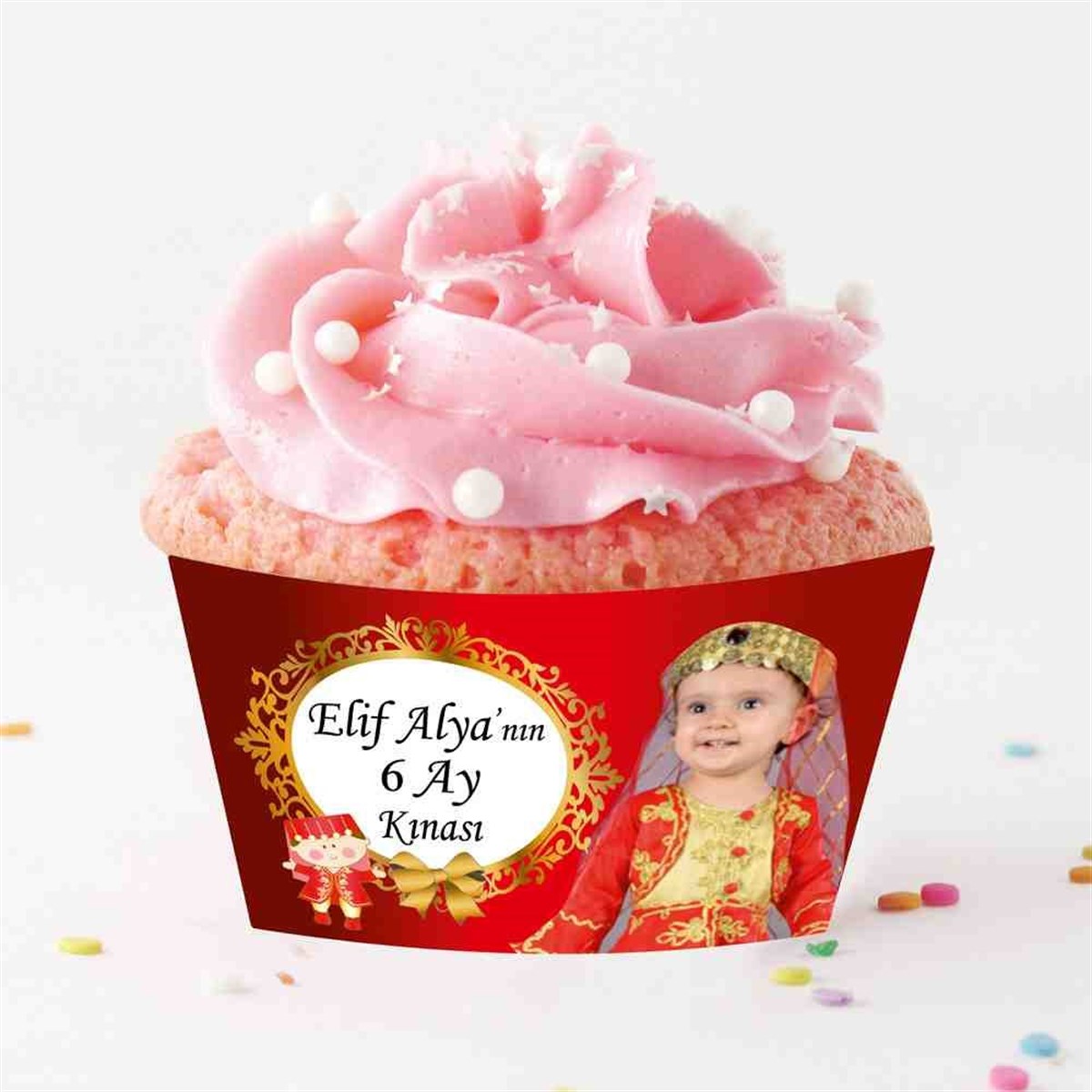 6 Ay Kınası çocuk kına elbiseli Parti Cupcake Sargısı 