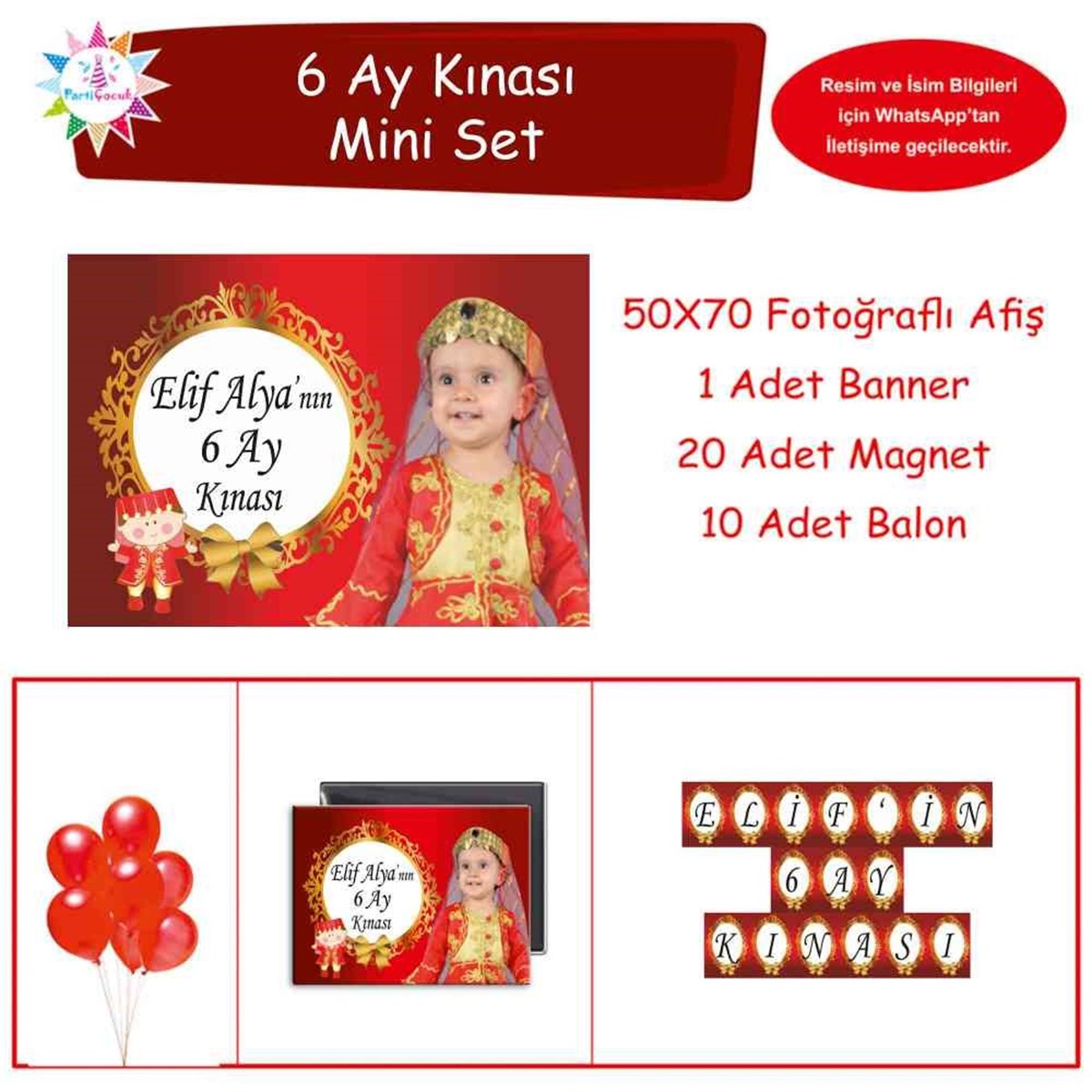 6 Ay Kınası çocuk kına elbiseli Parti Mini Set 