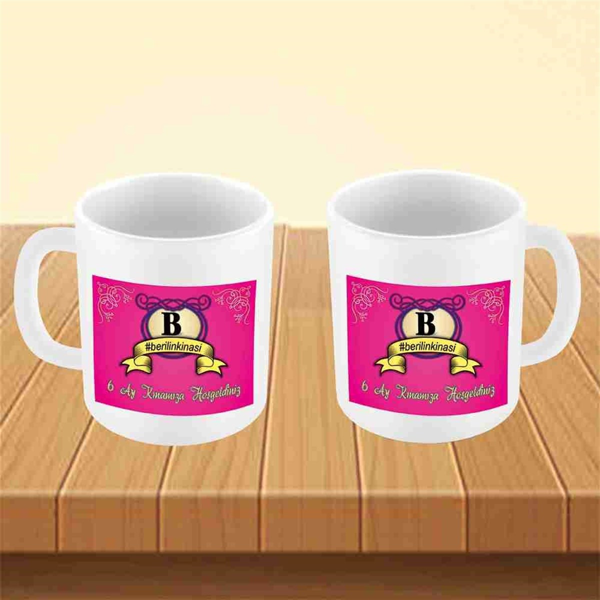 6 Ay Kınası Fuşya Konsept Parti Kupa Mug Bardak 