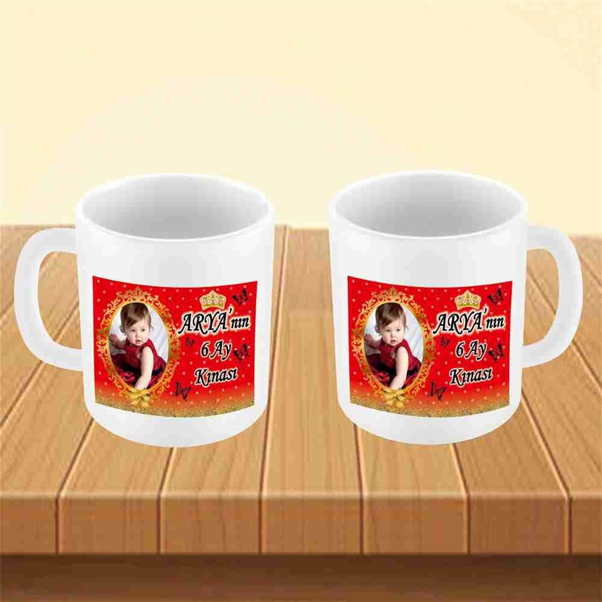 6 Ay Kınası Gold Taç Parti Kupa Mug Bardak 
