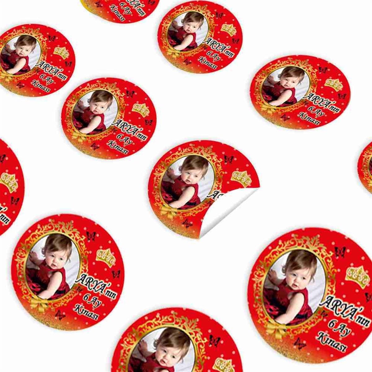 6 Ay Kınası Gold Taç Parti Sticker 30 Adet 