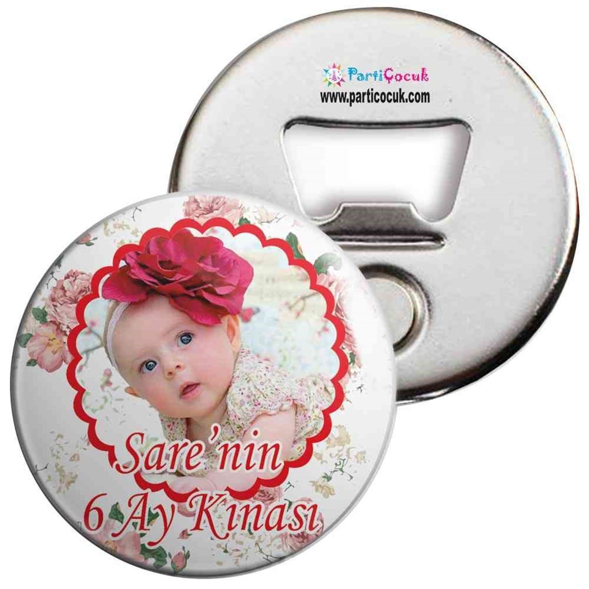 6 Ay Kınası Güllü Vintage Tema Parti Açacaklı Magnet 