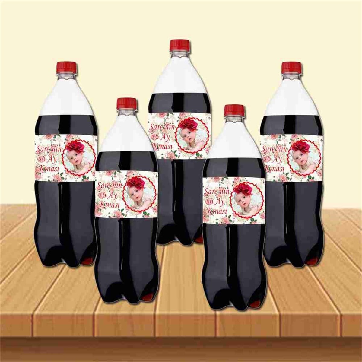 6 Ay Kınası Güllü Vintage Tema Parti Cola Bandı Sargısı 