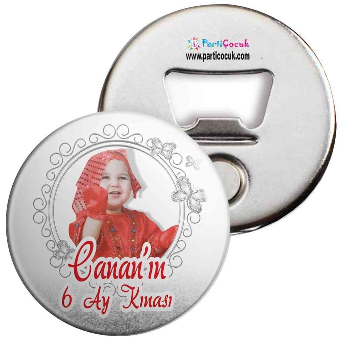 6 Ay Kınası Gümüş Kelebekli Parti Açacaklı Magnet 