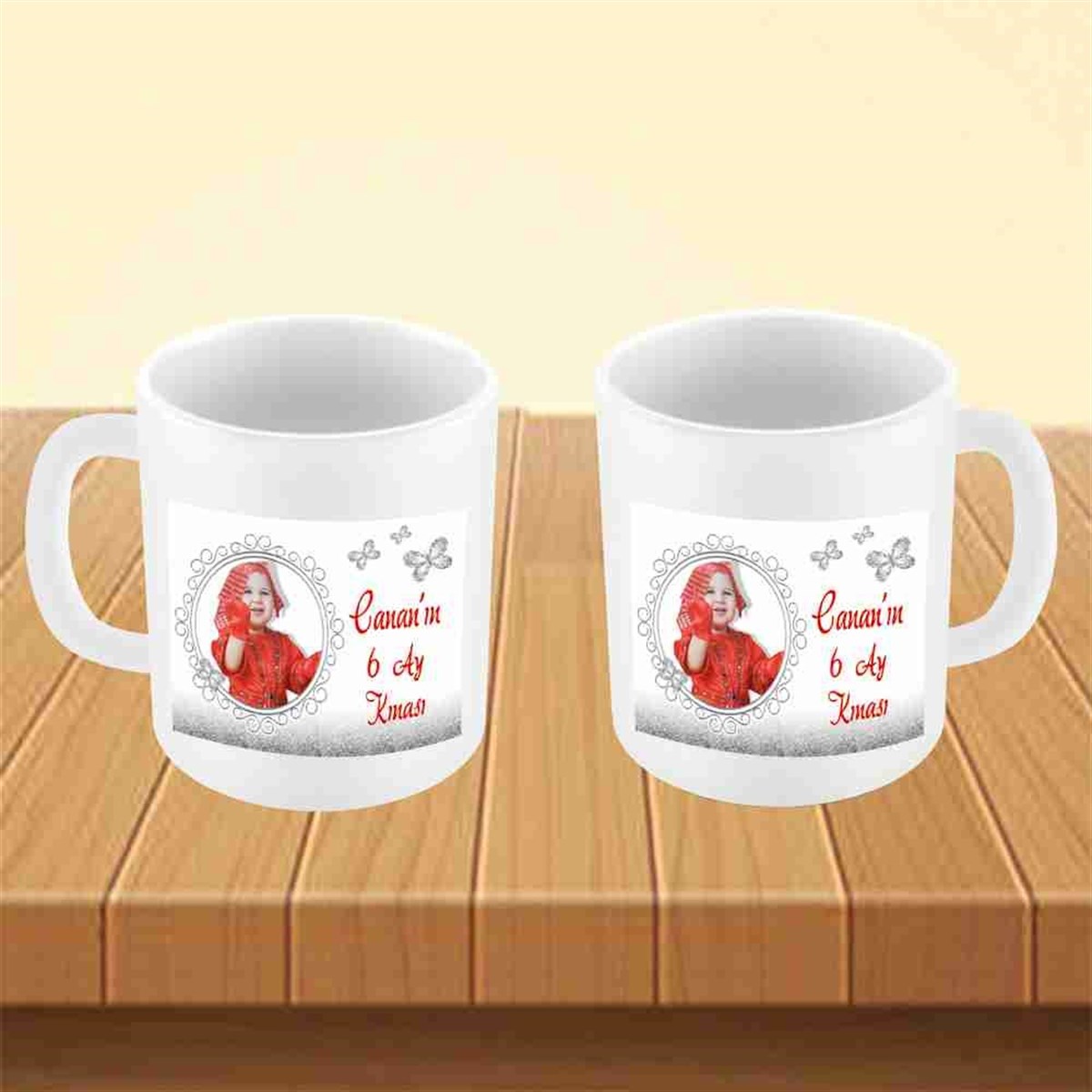 6 Ay Kınası Gümüş Kelebekli Parti Kupa Mug Bardak 